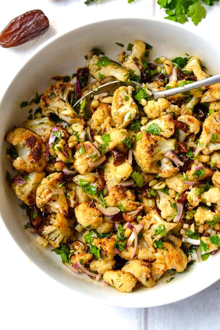 Roasted Cauliflower, Dates, Red Onion & Parsley Salad-image
