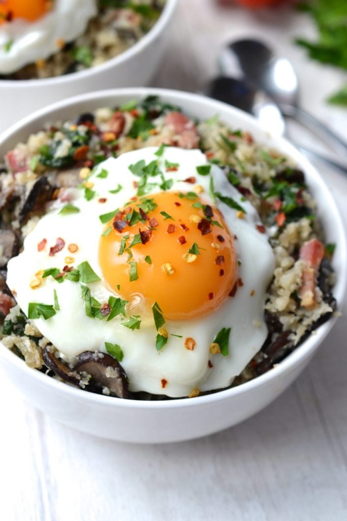 Savoury Breakfast Porridge | Every Last Bite Savoury Breakfast Porridge with Bacon & Mushrooms