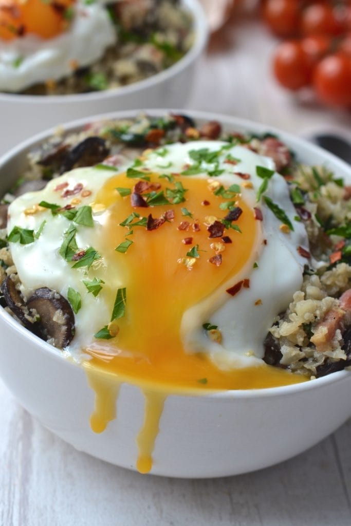 Savoury Breakfast Porridge | Every Last Bite Savoury Breakfast Porridge with Bacon & Mushrooms