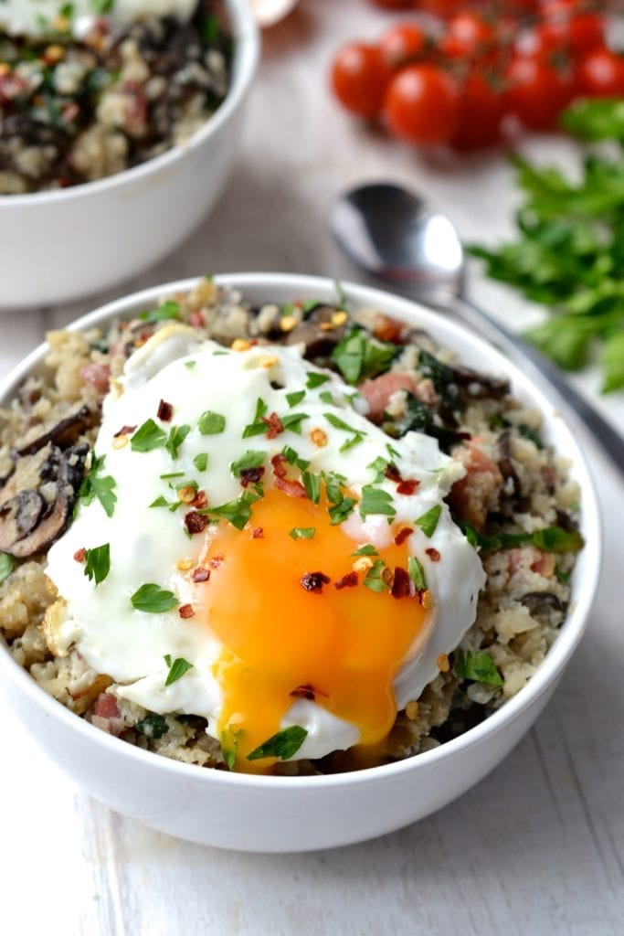 Savoury Breakfast Porridge | Every Last Bite Savoury Breakfast Porridge with Bacon & Mushrooms