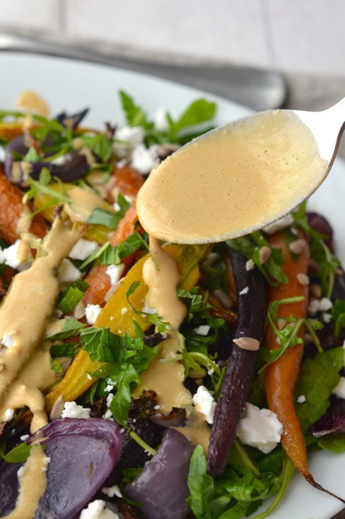 Roasted Carrot Salad with Spiced Tahini Dressing | Every Last Bite