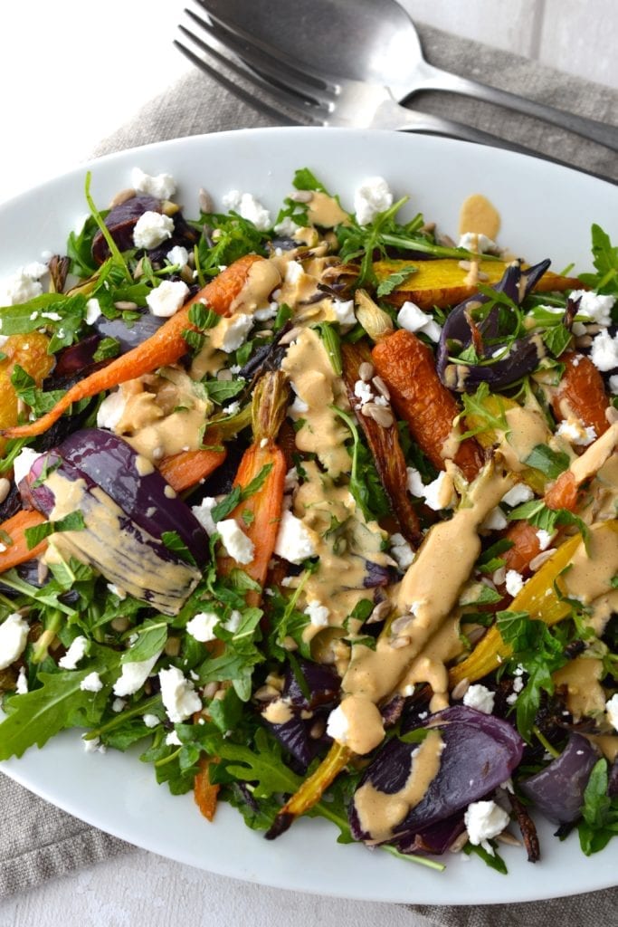 Roasted Carrot Salad with Spiced Tahini Dressing | Every Last Bite