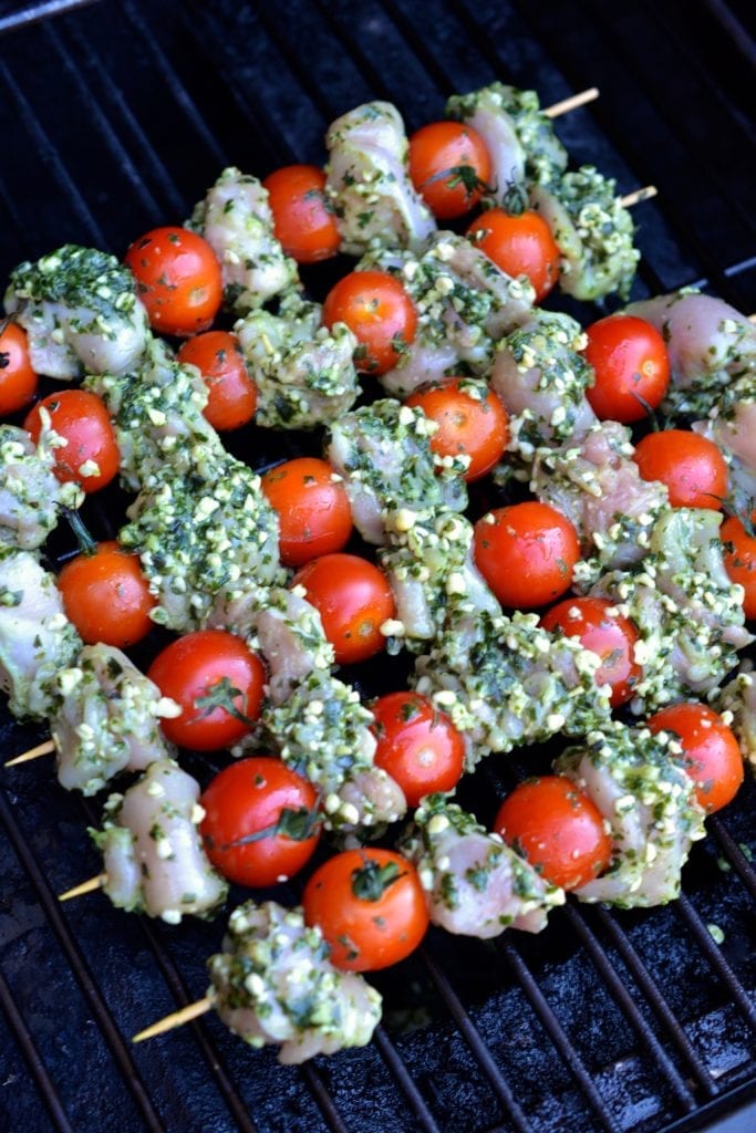 Pesto Chicken & Tomato Skewers | Every Last Bite Pesto Chicken Skewers