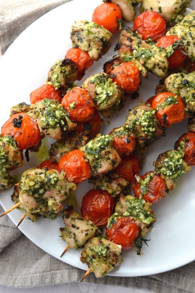 Pesto Chicken & Tomato Skewers Every Last Bite