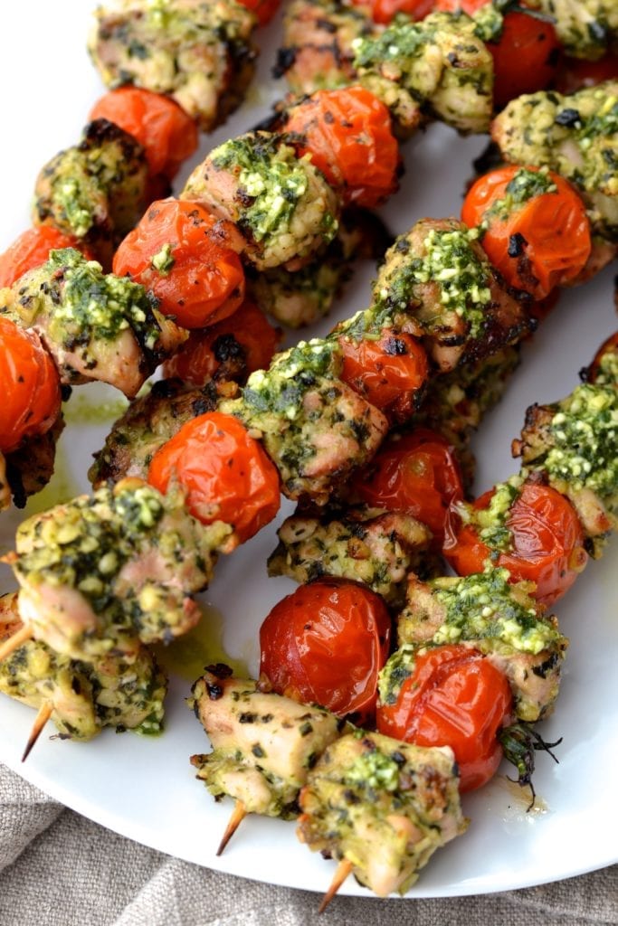 Pesto Chicken & Tomato Skewers | Every Last Bite