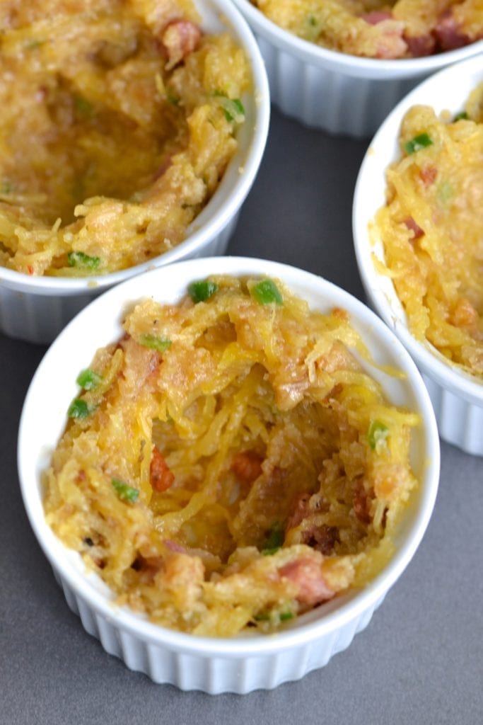 Spaghetti Squash Baked Eggs with Bacon & Jalapeños | Every Last Bite