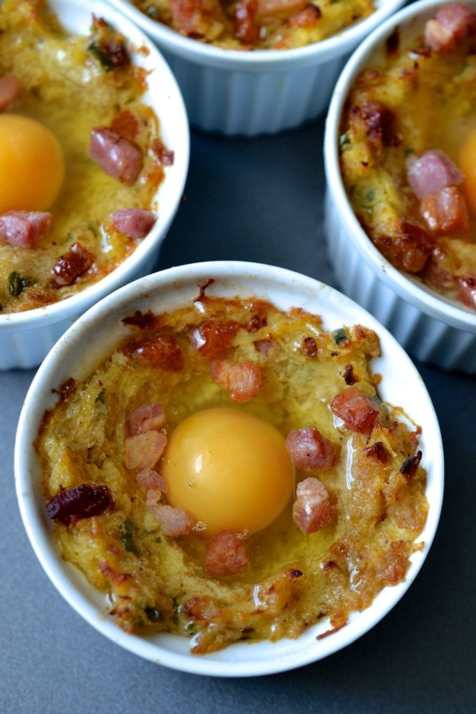 Spaghetti Squash Baked Eggs with Bacon & Jalapeños | Every Last Bite
