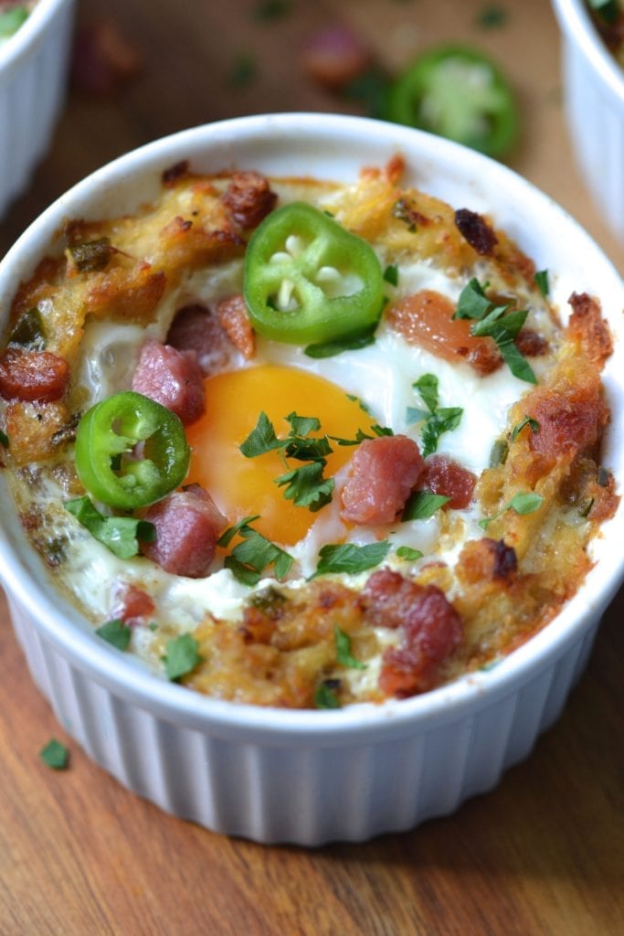 Spaghetti Squash Baked Eggs with Bacon & Jalapeños | Every Last Bite