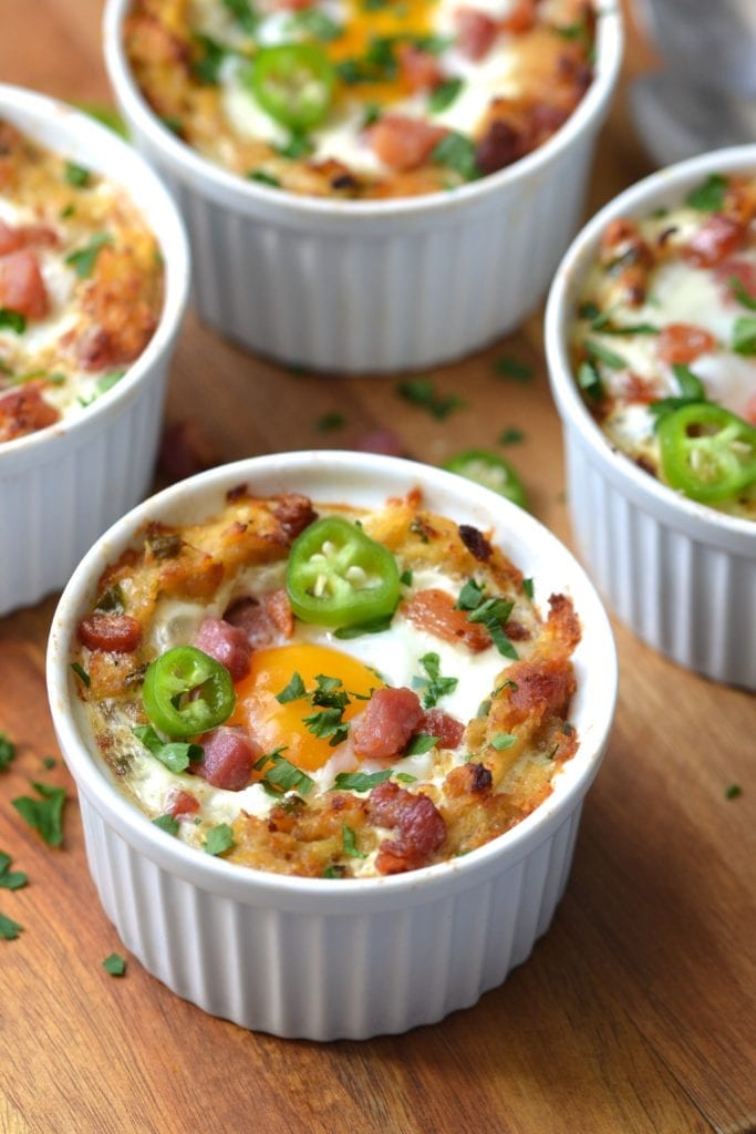 Spaghetti Squash Baked Eggs with Bacon & Jalapeños | Every Last Bite
