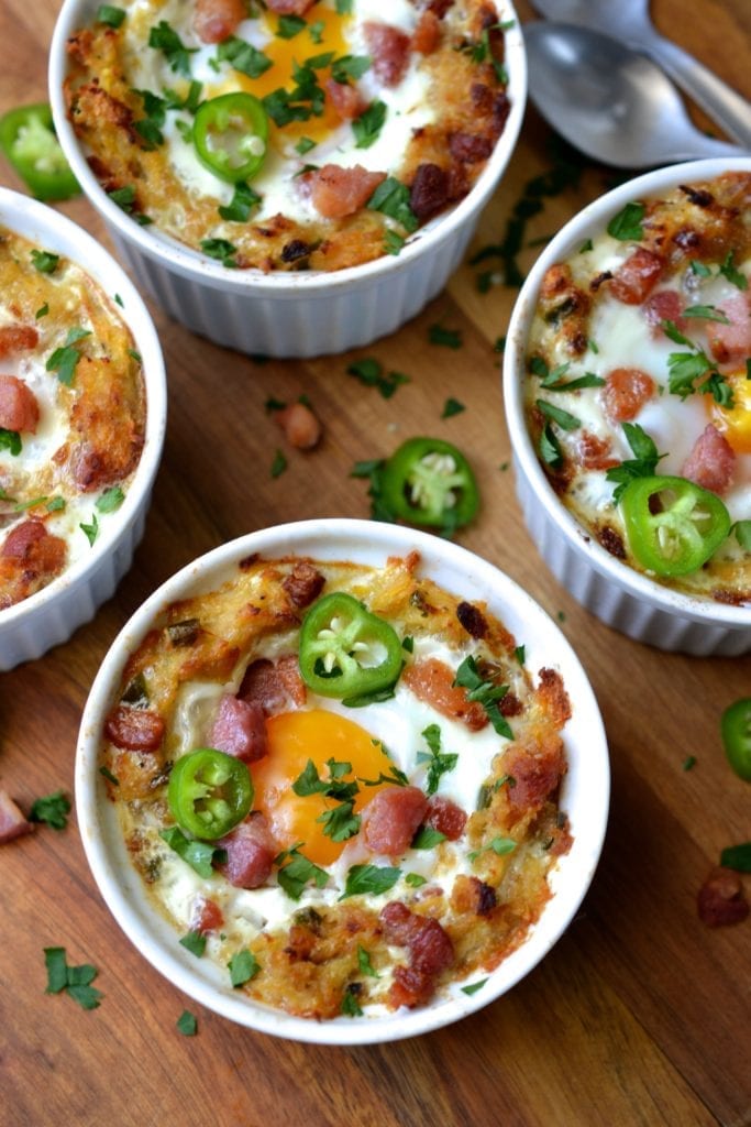 Spaghetti Squash Baked Eggs with Bacon & Jalapeños | Every Last Bite