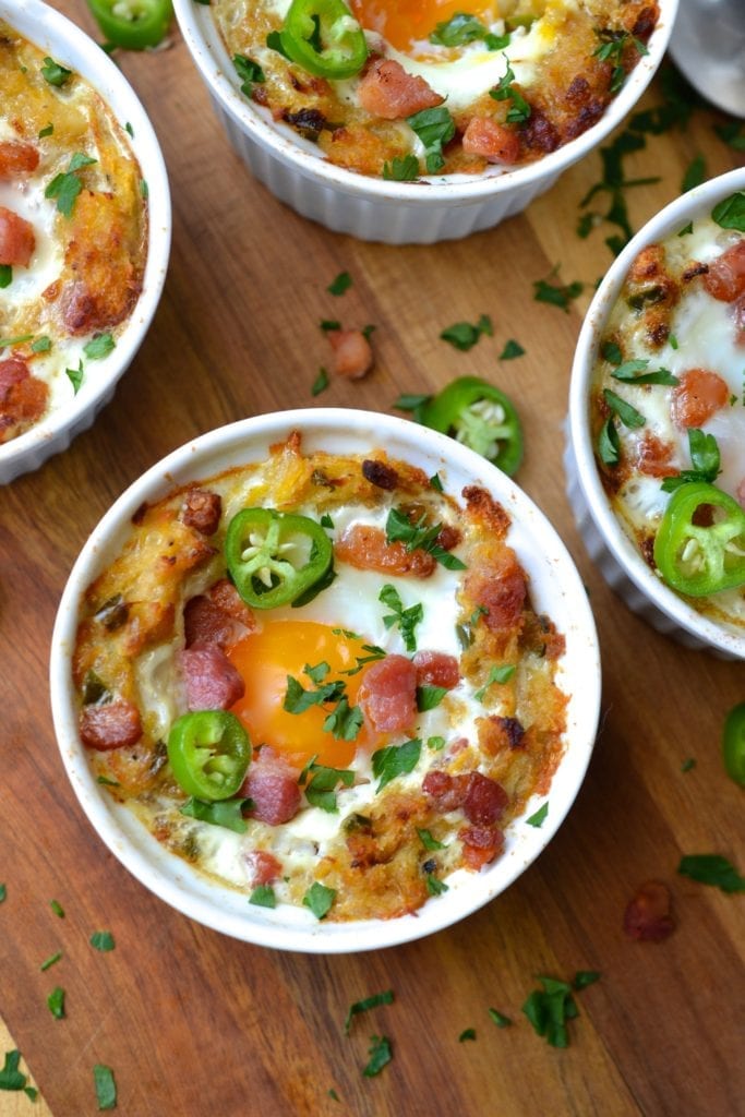 Spaghetti Squash Baked Eggs with Bacon & Jalapeños Every Last Bite