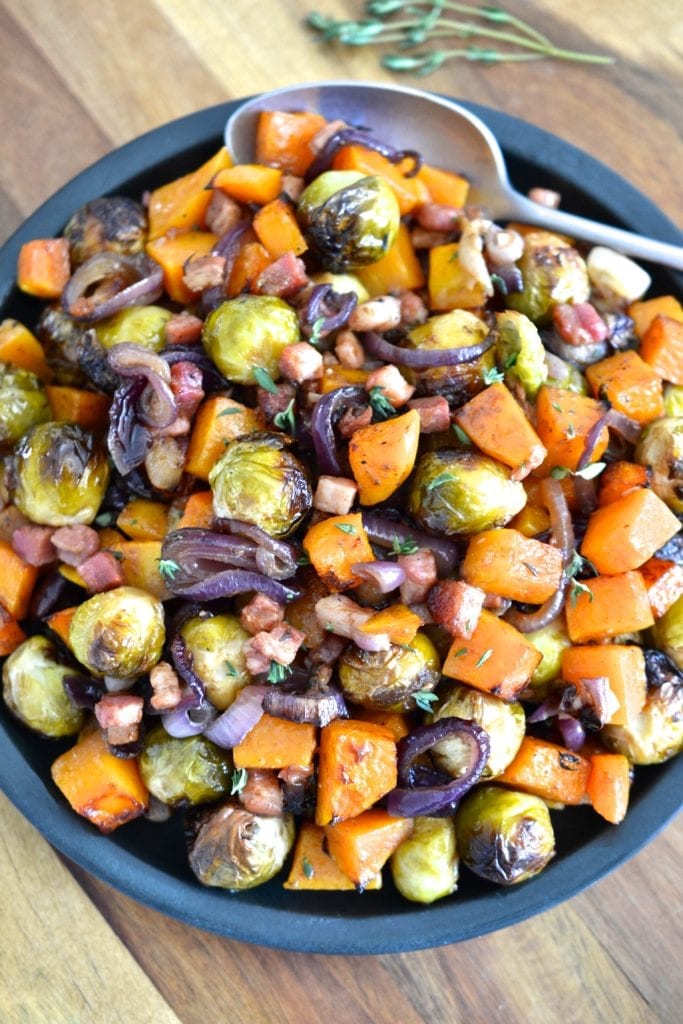 Roasted Brussel Sprouts, Butternut Squash, & Bacon 