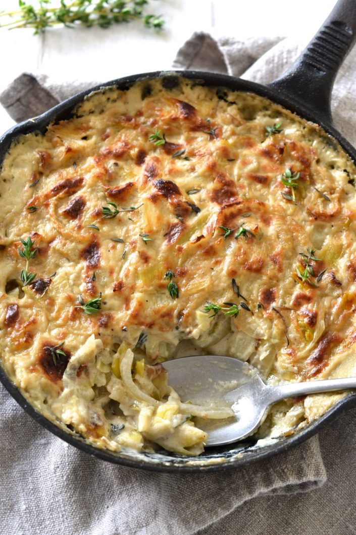 Caramelized Leek, Fennel & Onion Gratin