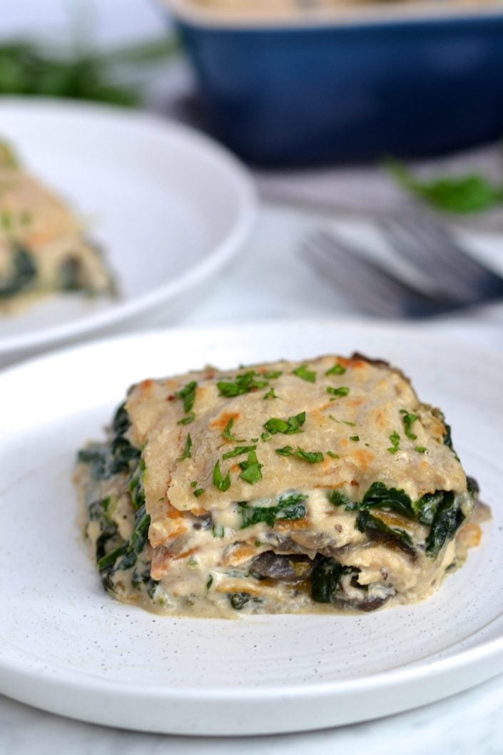 Creamy White Spinach & Mushroom Lasagna | Every Last Bite Creamy White Spinach & Mushroom Lasagna