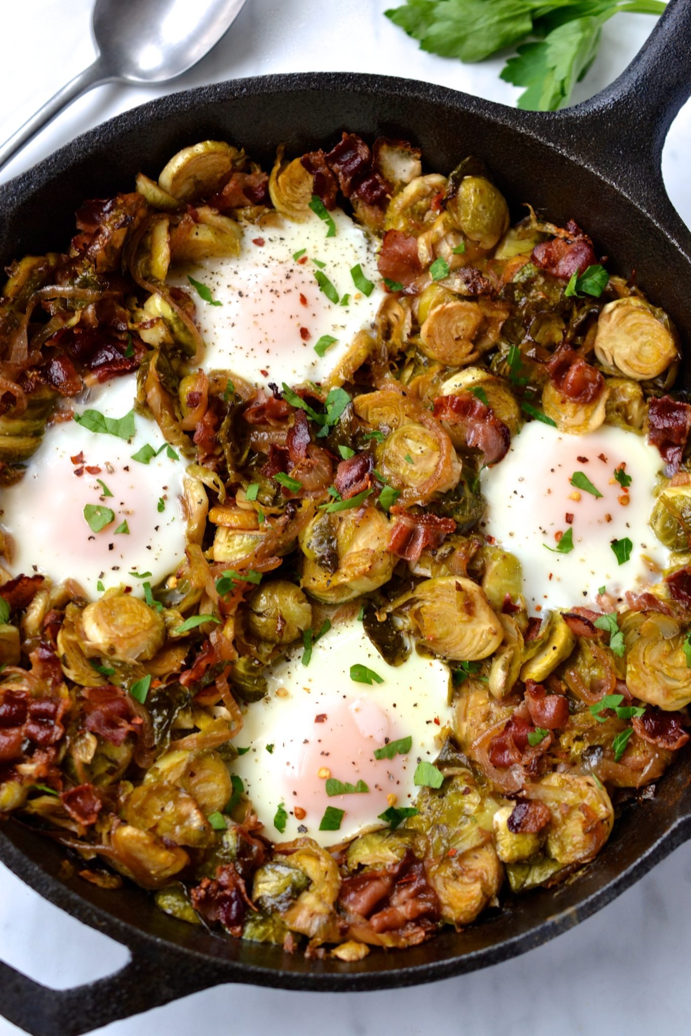 Brussels Sprout & Bacon Hash with Eggs_image