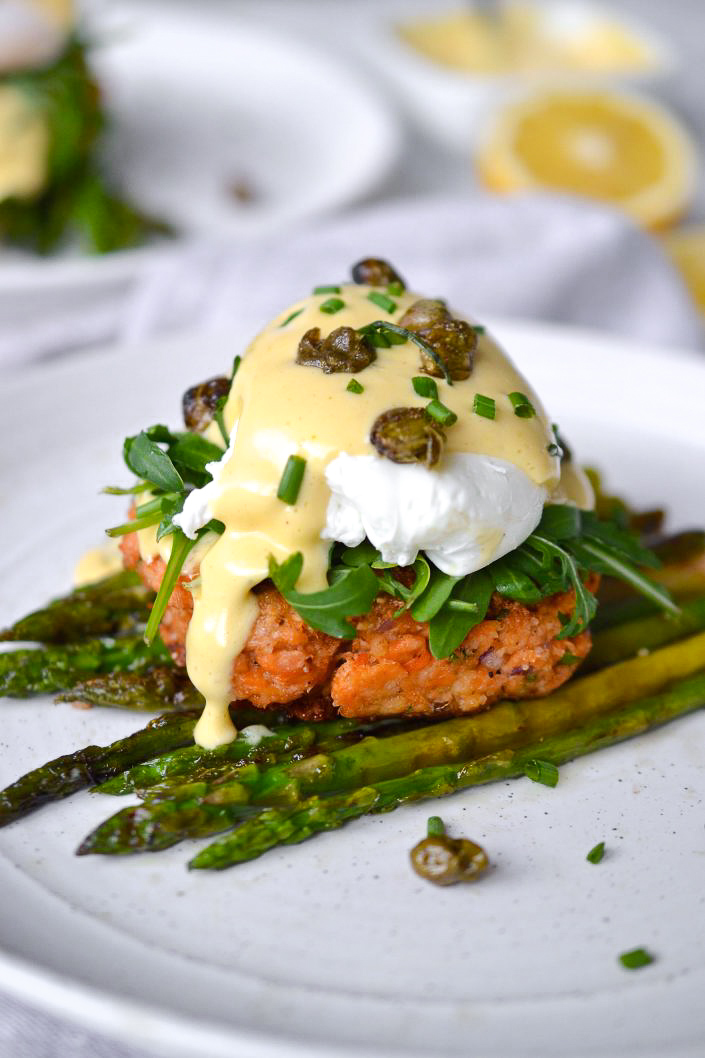 Salmon Cake Eggs Benedict | Every Last Bite Salmon Cake Eggs Benedict