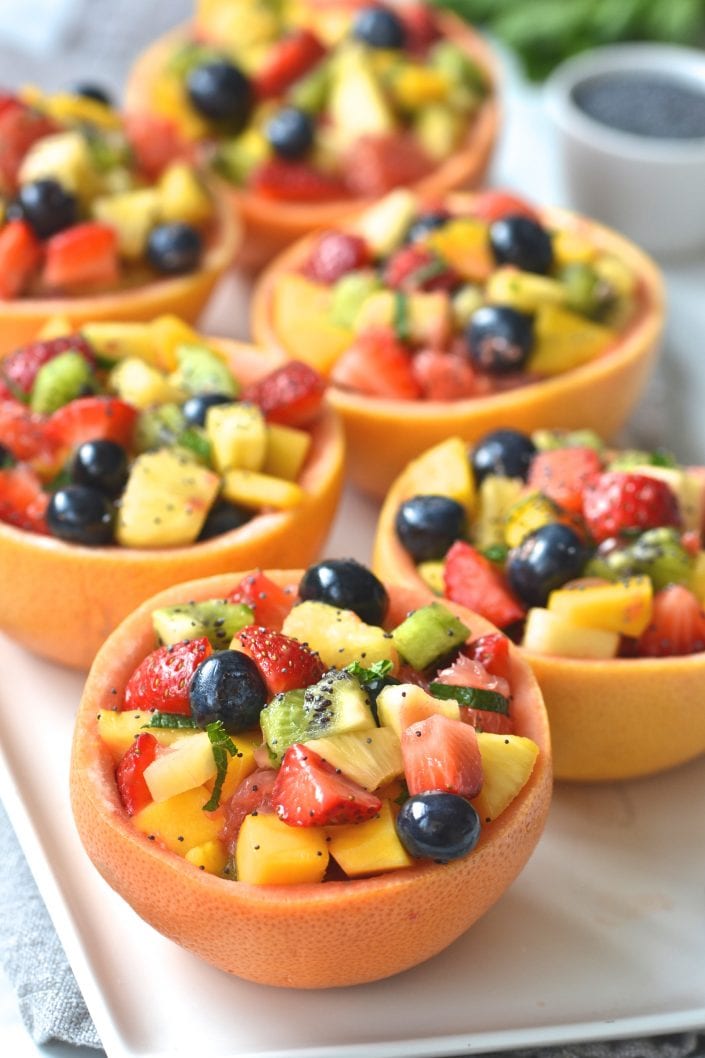 Grapefruit Bowls with Fruit Salad