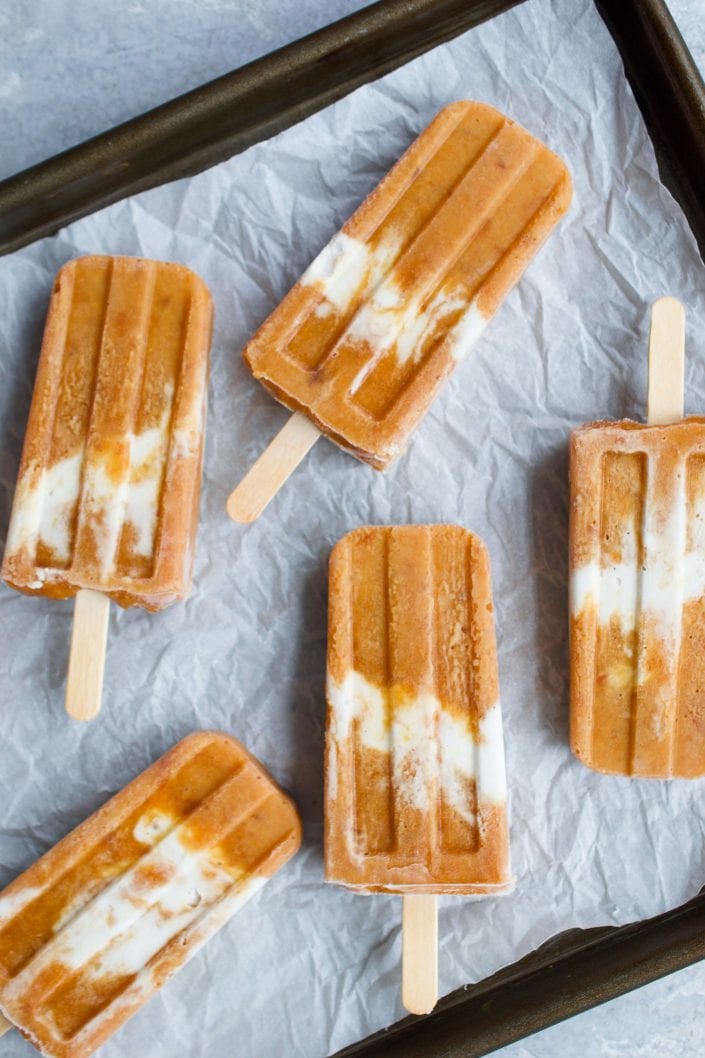 Caramelized Peaches & Cream Popsicles | Every Last Bite Caramelized Peaches & Cream Popsicles