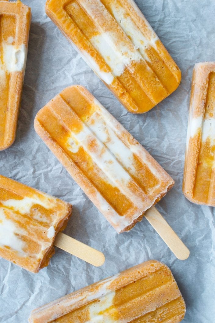 Caramelized Peaches & Cream Popsicles | Every Last Bite Caramelized Peaches & Cream Popsicles