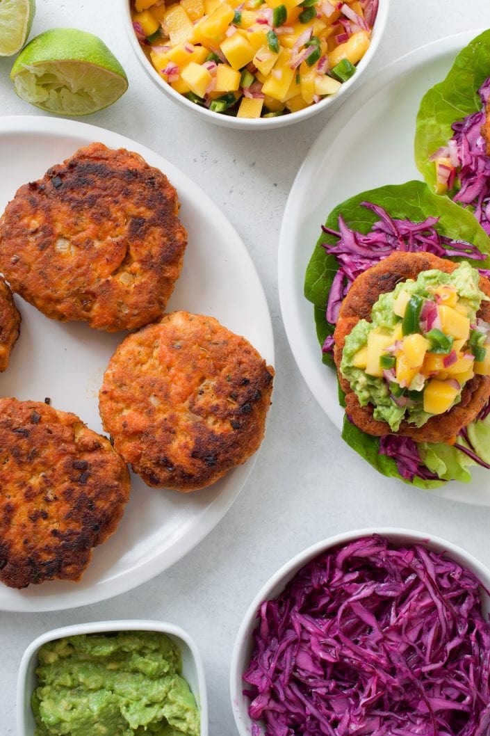 Cajun Salmon Burgers with Mango Salsa | Every Last Bite Cajun Salmon Burgers with Mango Salsa