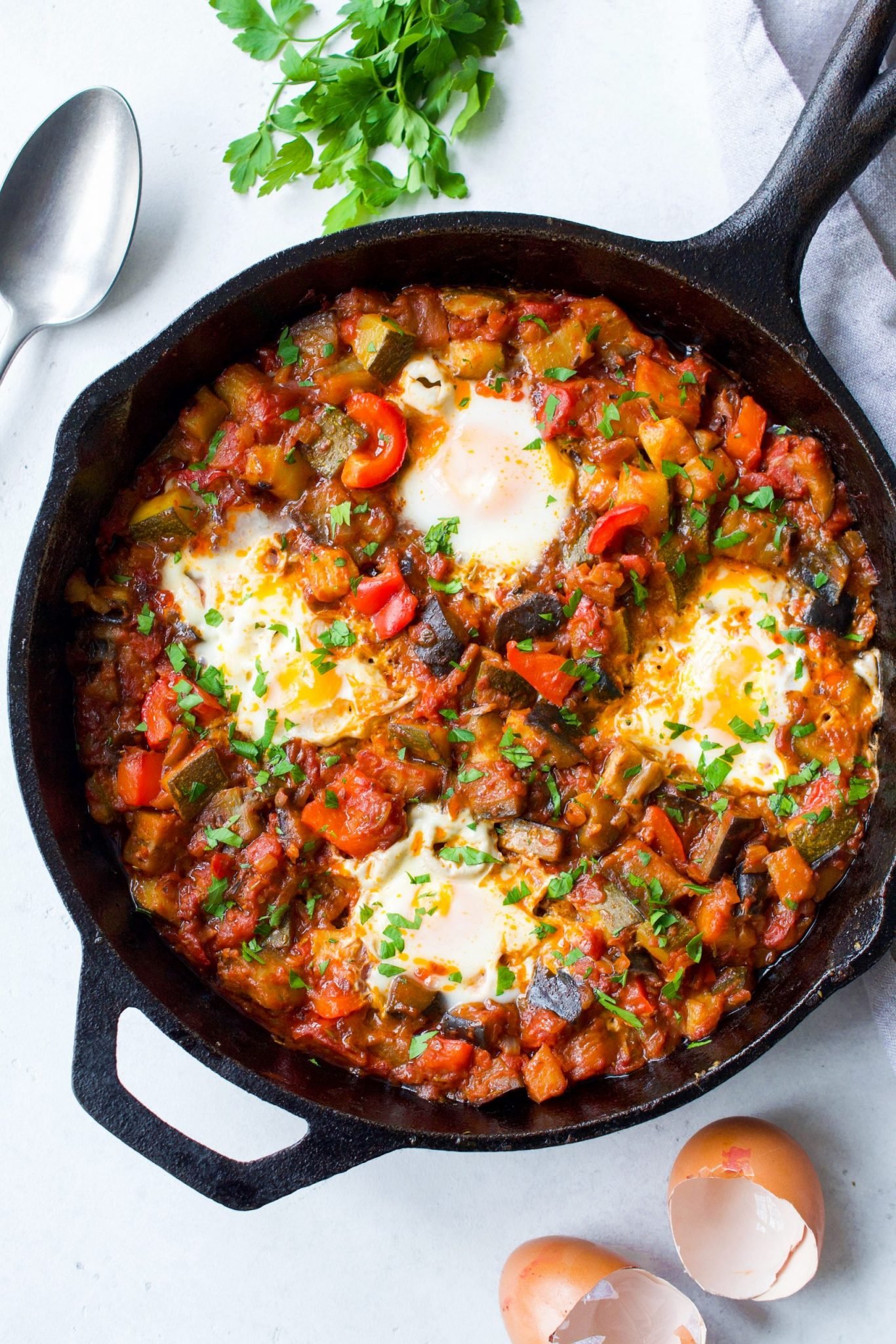 Baked Eggs Recipe in a Cast Iron Skillet