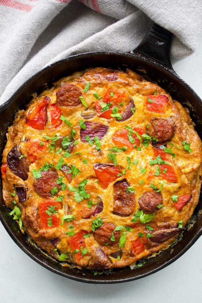 Spanish Chorizo & Roasted Pepper Frittata | Every Last Bite Spanish Frittata