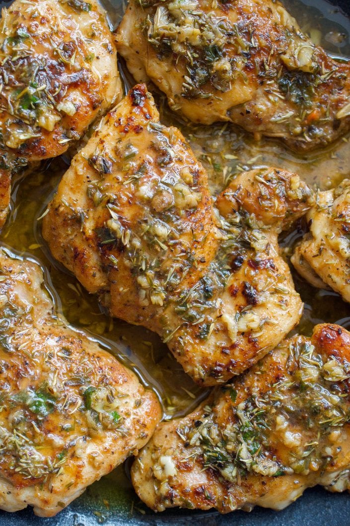 Chicken Thighs with Garlic Herb Sauce | Every Last Bite Chicken Thighs with Garlic Herb Sauce