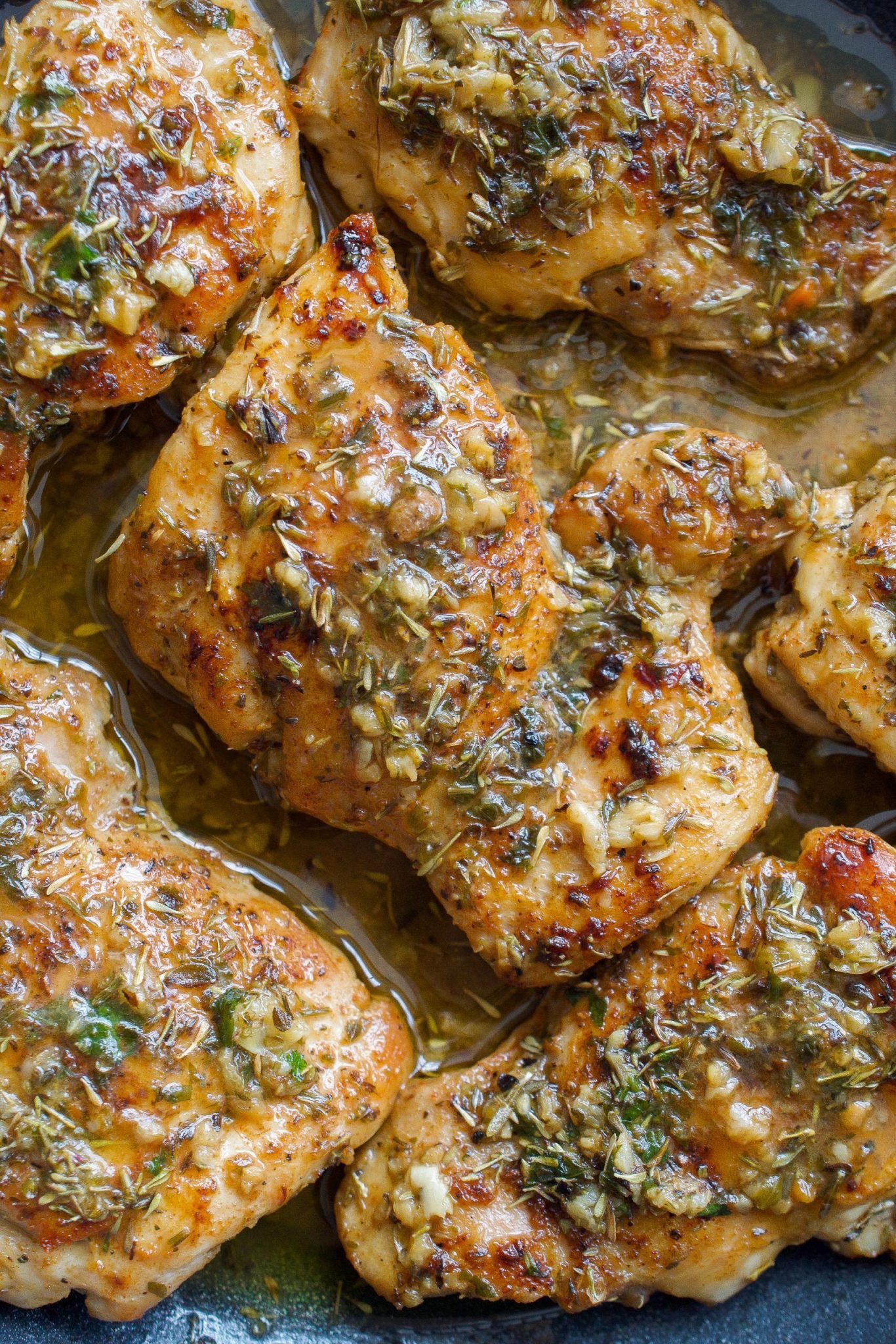 Seared Chicken Thighs in Garlic & Herb Sauce | Every Last Bite