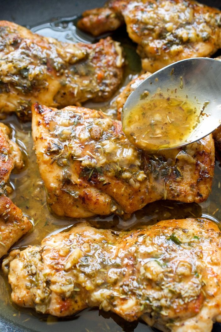 Chicken Thighs with Garlic Herb Sauce | Every Last Bite Chicken Thighs with Garlic Herb Sauce