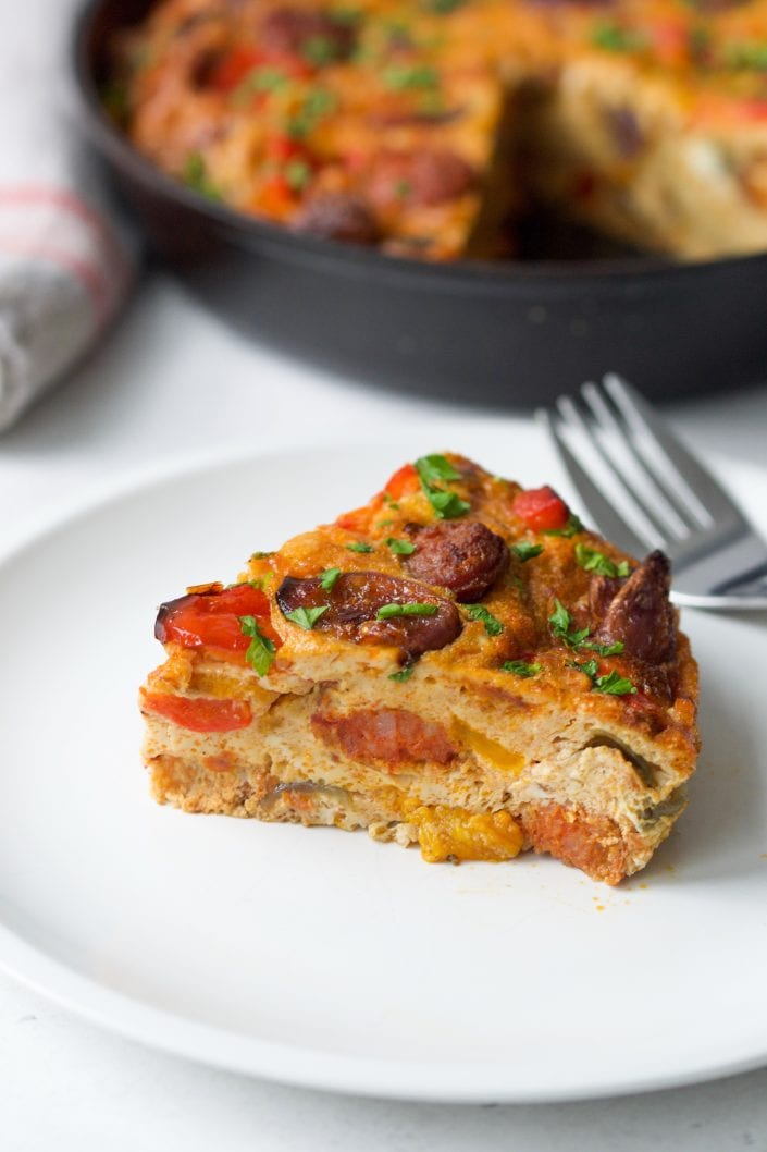 Spanish Chorizo & Roasted Pepper Frittata | Every Last Bite Spanish Frittata