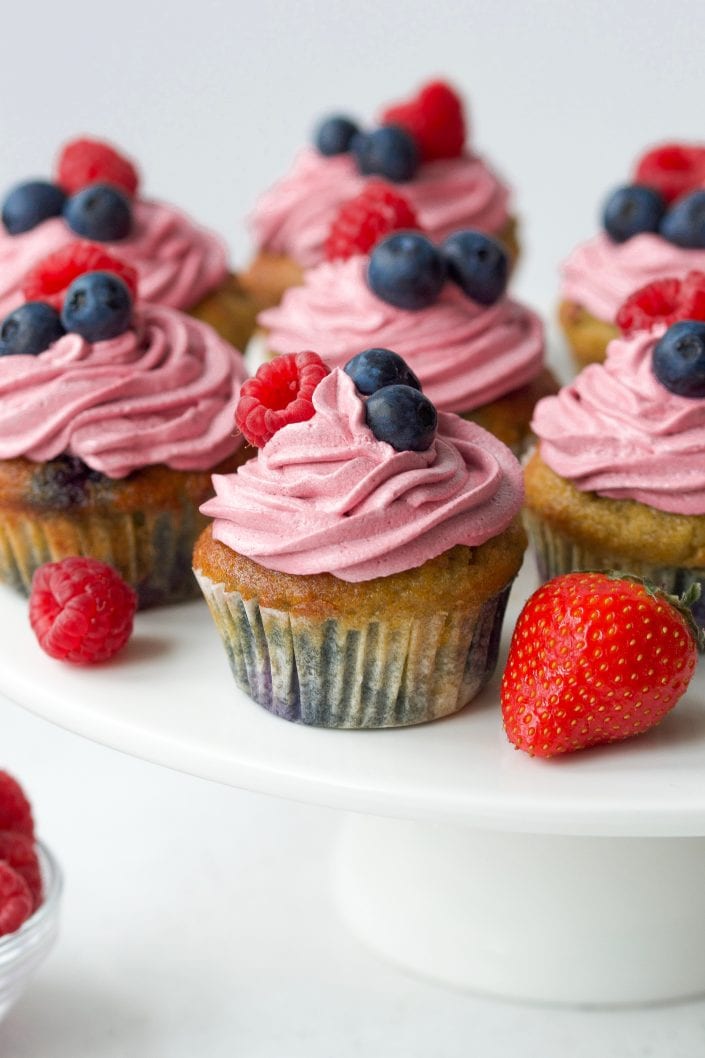 Triple Berry Cupcakes | Every Last Bite Triple Berry Cupcakes
