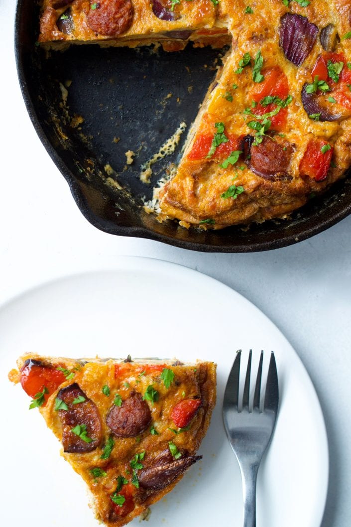 Spanish Chorizo & Roasted Pepper Frittata | Every Last Bite Spanish Frittata