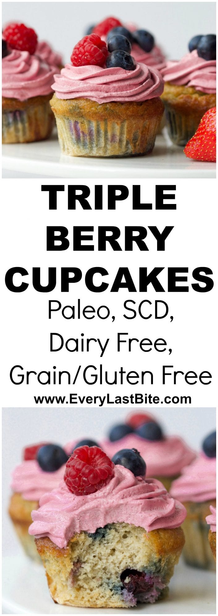 Triple Berry Cupcakes | Every Last Bite Triple Berry Cupcakes