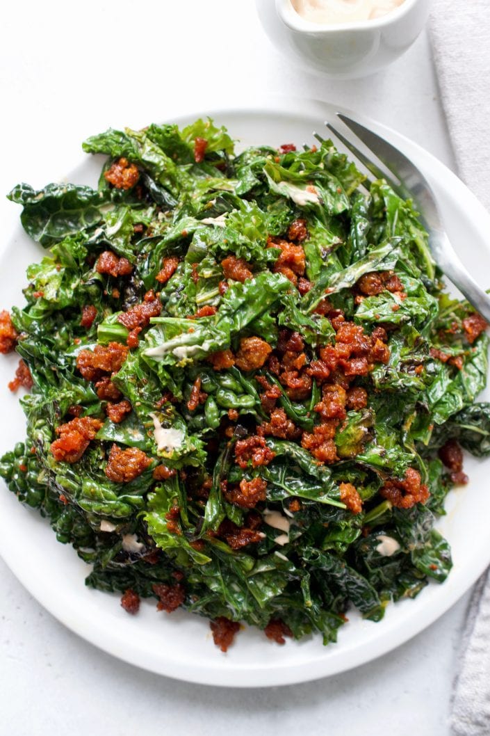 Grilled Kale Caesar with Crispy Chorizo | Every Last Bite Grilled Kale Caesar with Crispy Chorizo