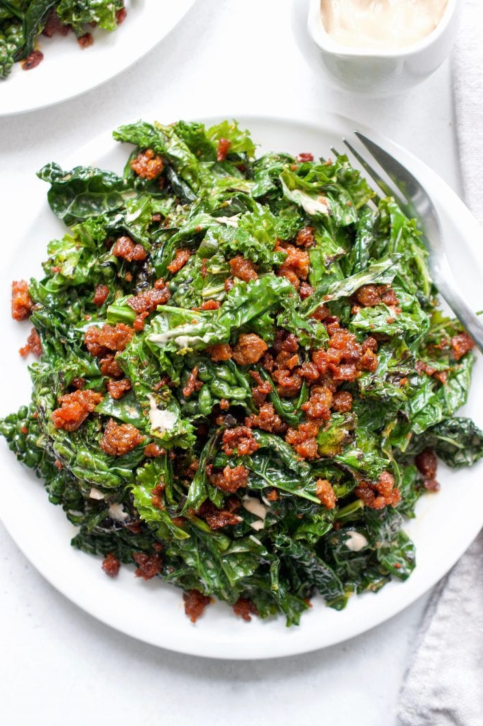 Grilled Kale Caesar with Crispy Chorizo | Every Last Bite Grilled Kale Caesar with Crispy Chorizo