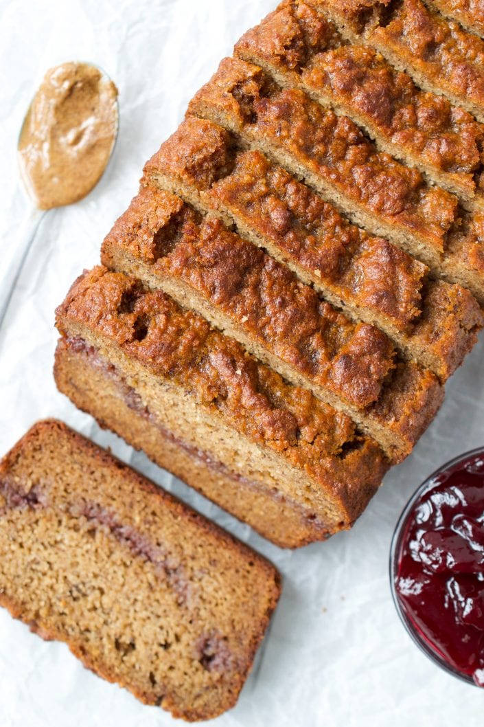 Almond Butter & Jam Swirl Banana Bread | Every Last Bite Paleo Almond Butter Banana Bread