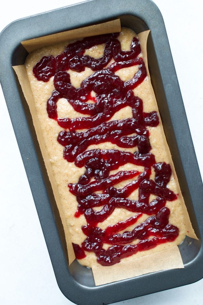 Almond Butter & Jam Swirl Banana Bread | Every Last Bite Paleo Banana Bread
