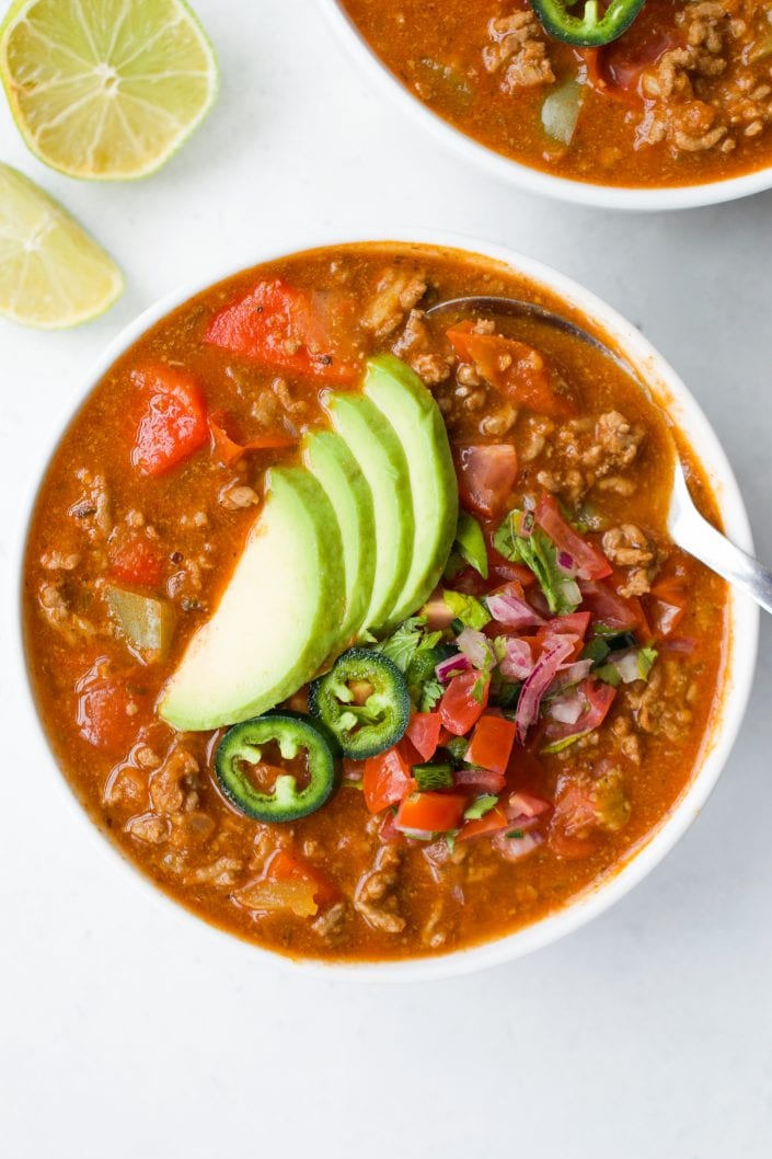 Beef Taco Soup | Every Last Bite Whole30 Beef Taco Soup