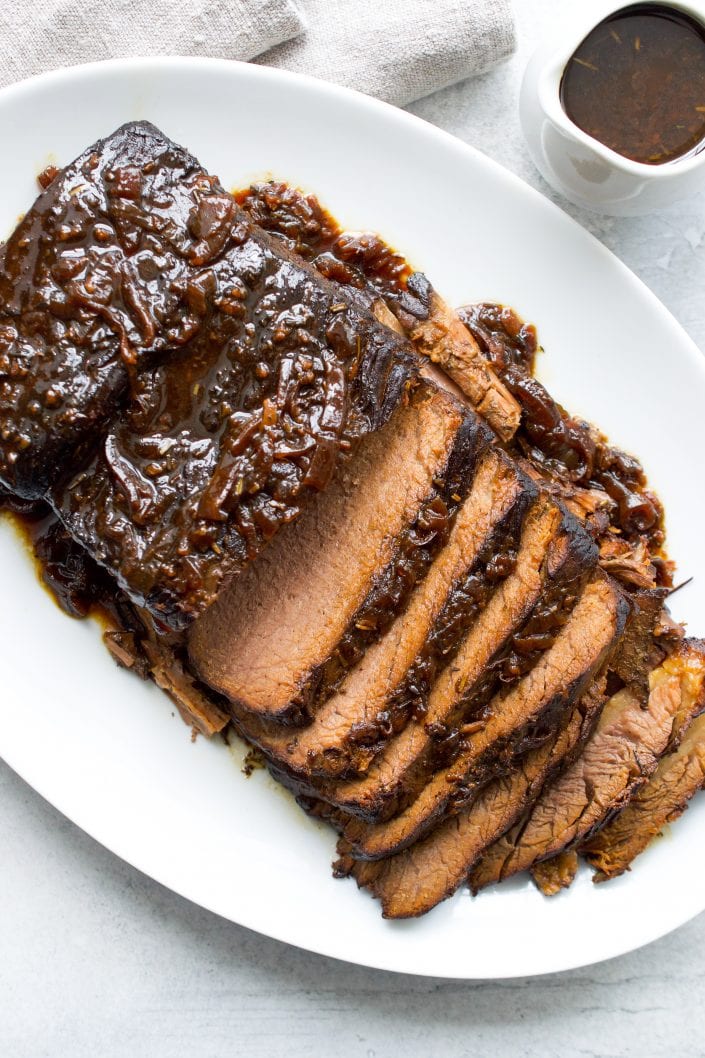 Slow Cooker Brisket with Balsamic Onion Gravy | Every Last Bite Slow Cooker Brisket