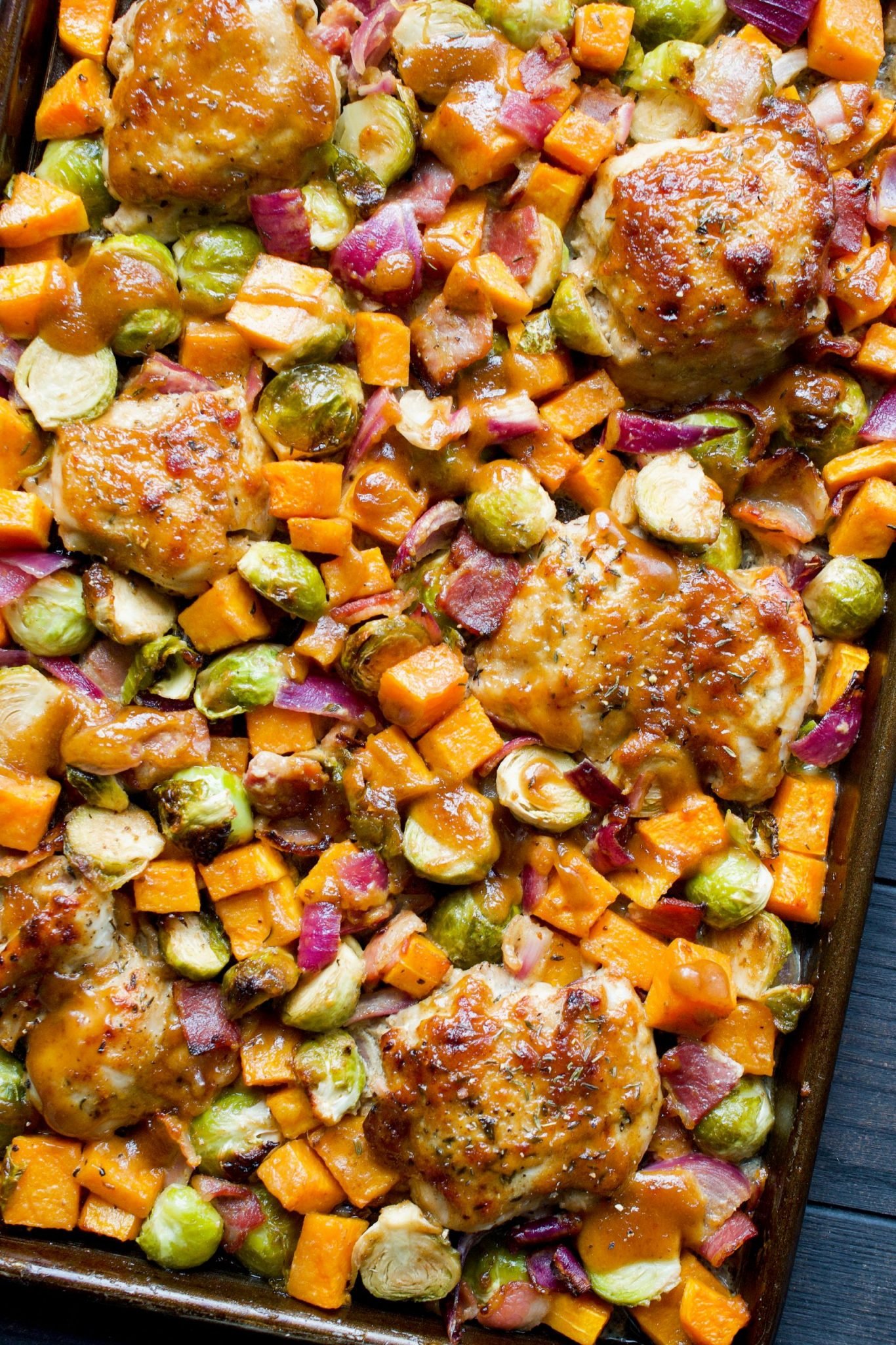 Sheet Pan Chicken, Brussels Sprout & Butternut Squash with Balsamic Dijon Sauce-image