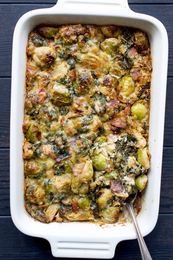 Brussels Sprout, Bacon & Kale Gratin | Every Last Bite Paleo Brussels Sprout Gratin