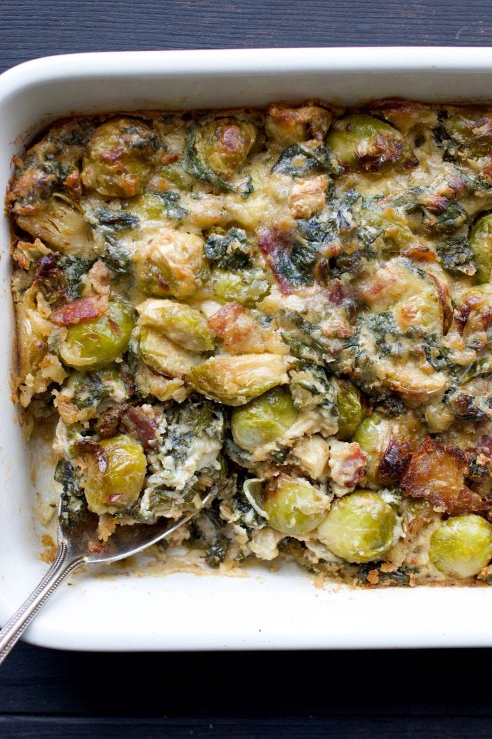 Brussels Sprout, Bacon & Kale Gratin | Every Last Bite Paleo Brussels Sprout Gratin