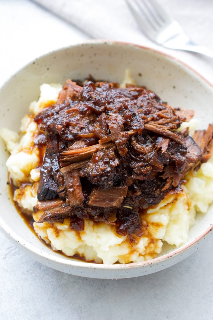 Slow Cooker Brisket with Balsamic Onion Gravy | Every Last Bite Slow Cooker Brisket
