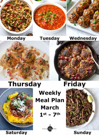 Weekly Meal Plan March 1-7