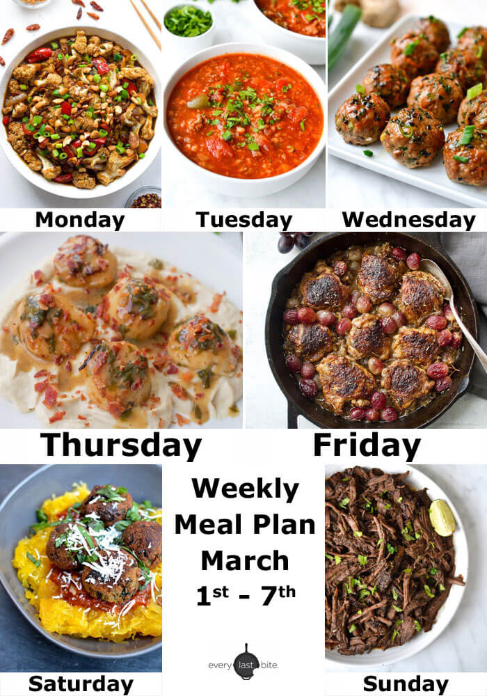 Weekly Meal Plan: March 1-7