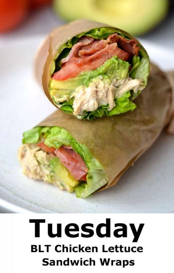 BLT Chicken Lettuce Sandwich Wraps