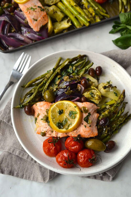 Sheet Pan Salmon Nicoise