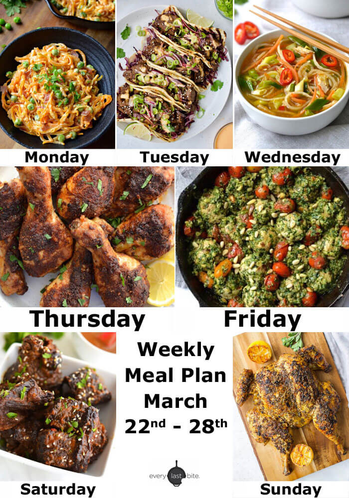 Weekly Meal Plan: March 22nd - 28th 