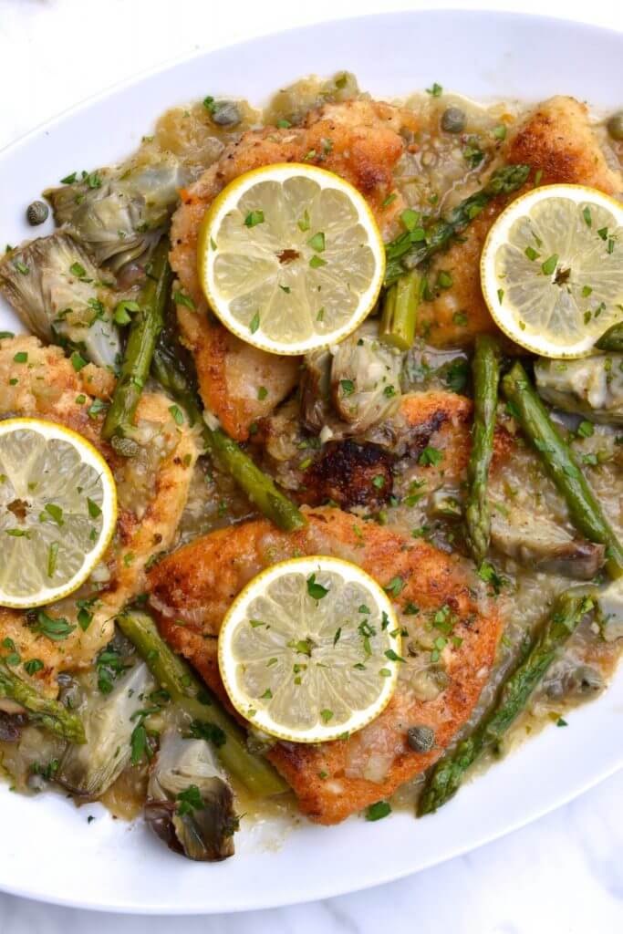 Chicken, Asparagus & Artichoke Piccata