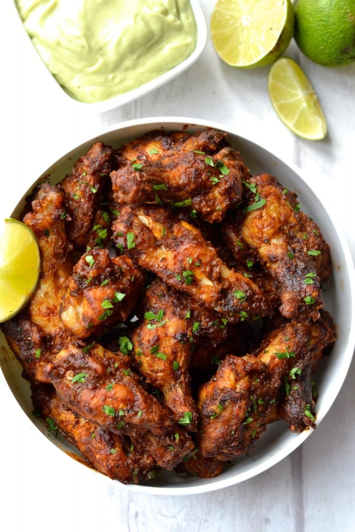 Chipotle Chicken Wings with Avocado Crema